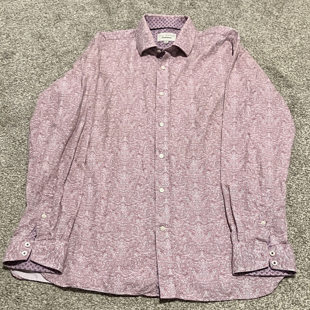 TED BAKER ENDURANCE MEND LONG SLEEVE BUTTON UP SHIRT 100% COTTON SIZE S/M